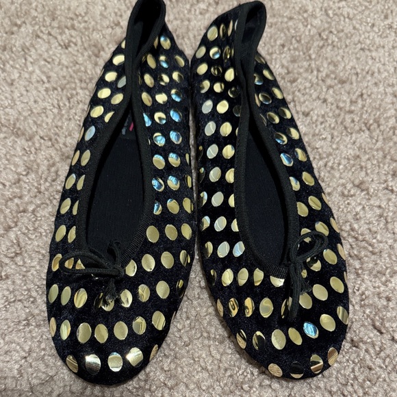 Shoes - Black and Gold Polka Dot Ballet Flats